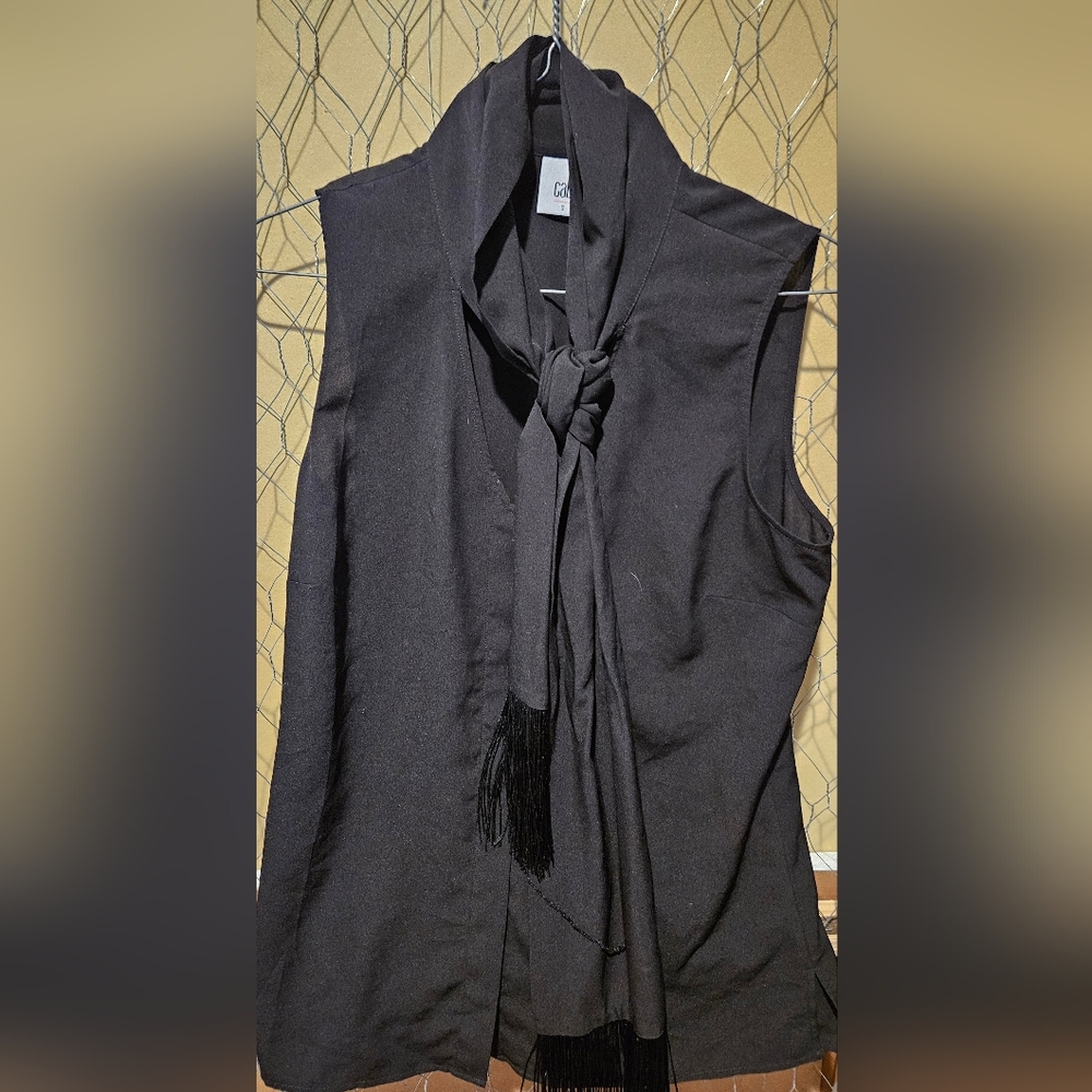 Cabi Black Sleeveless Top with Scarf Tie
